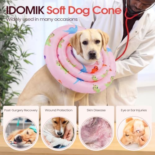IDOMIK Soft Dog Cone After Surgery, Waterproof Dog Recovery Collar