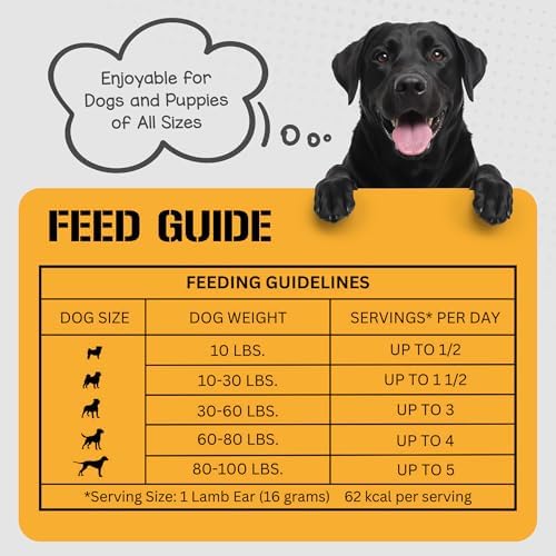 Dog Chits Lamb Ears for Dogs – 100% Natural Baked Lamb Ear Dog Treats – Grain-Free, High Protein, Lower Fat Training Chews – Dental Health & Joint Support – for Medium and Small Pups – 35 Pack