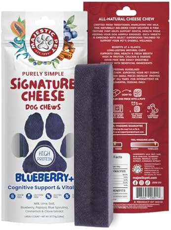 Majestic Pet Himalayan All-Natural Cheese Dog Chews - Long Lasting Dental Chew for Dogs - Healthy Pet Treats with Beneficial Ingredients (Cognitive Support & Vitality, Large, 1 Pack)