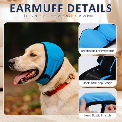 Aliceset 1pcs Dog Ear Muffs, Quiet Ears for Dogs,Blue,M