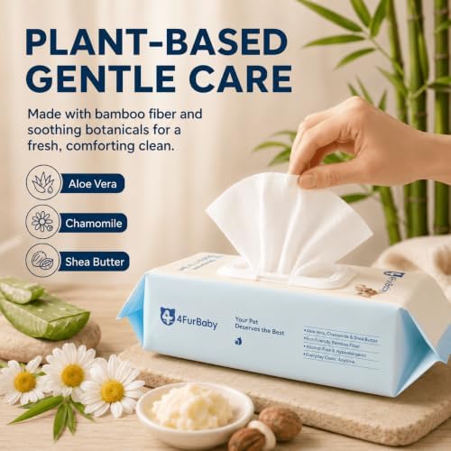 8" x 8" Dog Wipes for Paws and Butt, Unscented, 400 Count