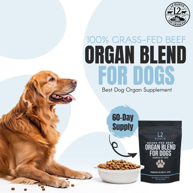 100% Grass-Fed Beef Organ Blend for Dogs 60-Day Supply | Sourced from Family-Owned Ranch in Utah | Best Dog Organ Supplement | Beef Kidney Great for Training & Treats | for All Breeds