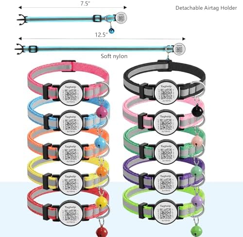 Reflective Kitten Collars with Bell,Cat Collar Breakaway with QR Code Name Tag, Cat ID Tag Personalized, Ultra-Durable, Adjustable, Fits Most Girl Boy Small Large Cats (Pink Reflective)