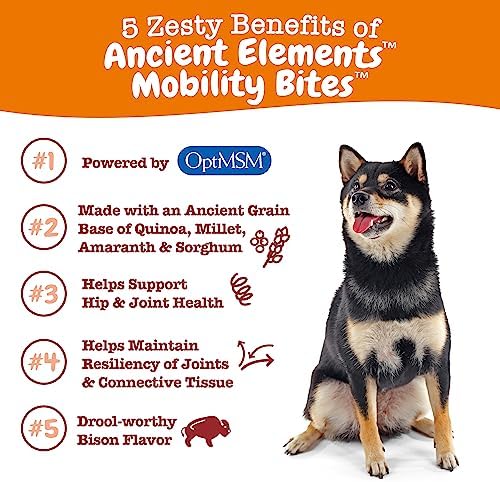 Zesty Paws Mobility Bites Dog Joint Supplement - Hip and Joint Chews for Dogs - Pet Products with Glucosamine, Chondroitin, & MSM + Vitamins C and E for Dog Joint Relief - AE - Bison - 90 Count