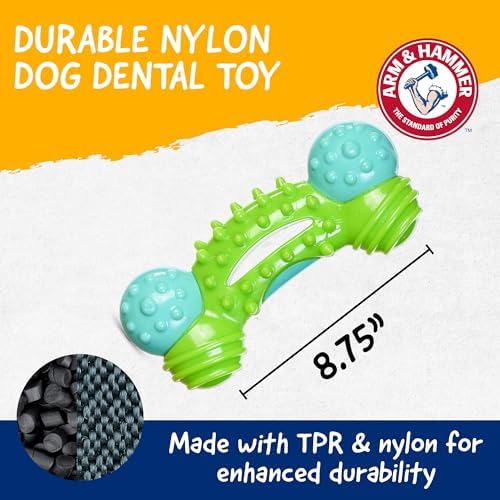 Arm & Hammer Nubbies Duality Bone Dental Dog Chew Toy, Apple Flavor, 2-Pk