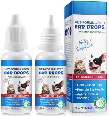 Daiasns Ear Infection Treatment Drops for Dogs and Cats, Dog Ear Infection Treatment with 1% Hydrocortisone Soothing Ear Mites, Itchy Ear Relief-Treats Ear Cleaner for Dogs & Cats - 4 Fl oz