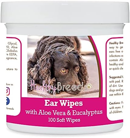 Healthy Breeds American Water Spaniel Ear Cleaning Wipes with Aloe & Eucalyptus for Dogs 100 Count