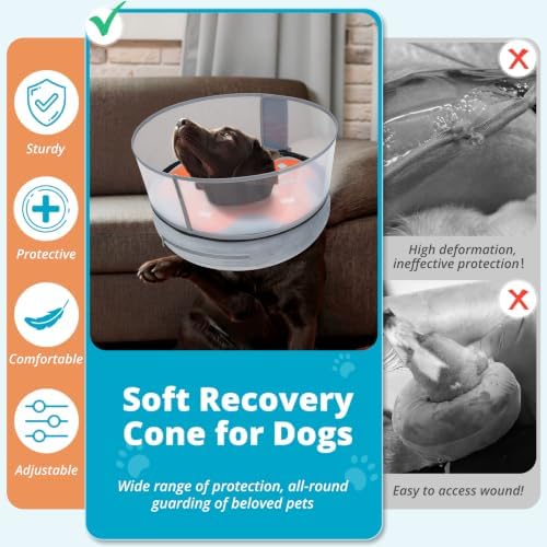 Inflatable Dog Cone with Anti-Licking Clear Shield,Fits Medium Dogs