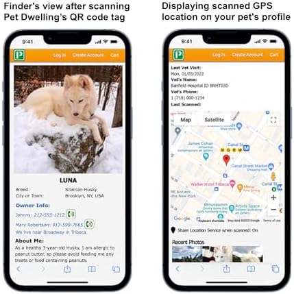 Pet Dwelling QR & NFC Pet Tag – Easy Scan Instant Location Alerts, Smart AI-Featured Pet Profile for Dogs (Green Paw)