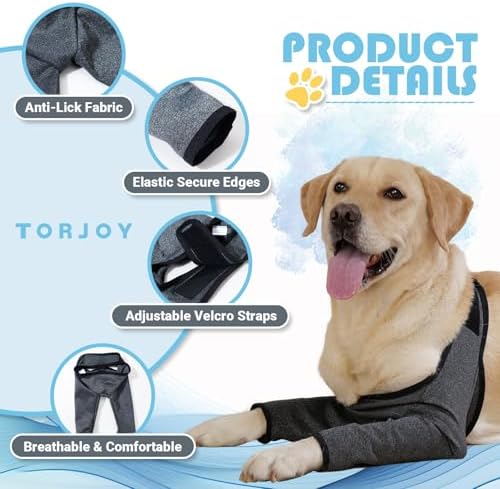 Dog Recovery Sleeves for Front Legs, Cone Collar Alternative, Waterproof & Washable, ACL/CCL Surgery Recovery, Abrasion Resistant, Prevents Licking & Scratching（Heather Gray,S）