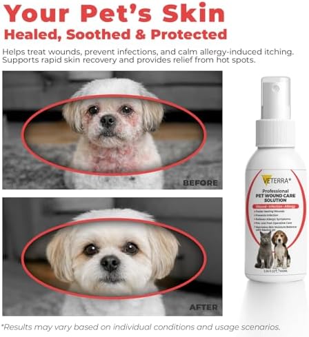 Dog and Cat Wound Care Spray for Dogs & Cats – Vet Recommended Skin Cleansing Spray, Helps Clean Minor Cuts & Scratches, Supports Skin Hygiene, Gentle No-Sting Formula - 3.38 Oz 100 Ml