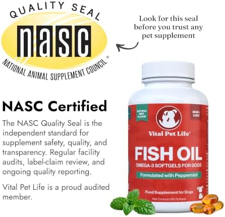 Fish Oil for Dogs, Minty Fresh Breath, Healthy Skin & Coat, 180 Softgels