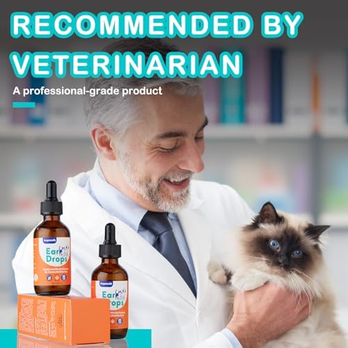 Dog Ear Drops, Dog Ear Cleaner Drops, Ear Infection Treatment for Dogs and Cats, Natural Herbal Ear Cleaning Solution for Dirty,Itchy,Smelly,Inflammed Pet Ears, 2 oz with Dropper