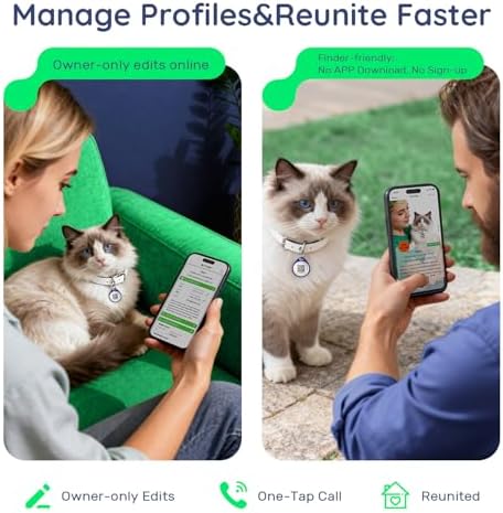 QR Code Dog Tag and Cat Tag, Scan to Reunite Faster, Waterproof and Durable, Lightweight and Quiet, Updatable Contact Info, Blue for Cool Tone