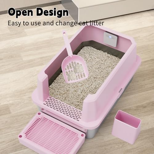 RIZZARI High-Sided Large Cat Litter Box: 2-Pack for Multi-Cat Use