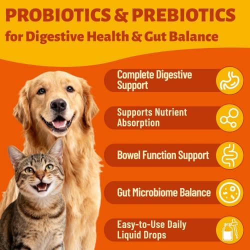 Liquid Probiotic Drops for Cat & Dog Digestive Support 2 Fl Oz