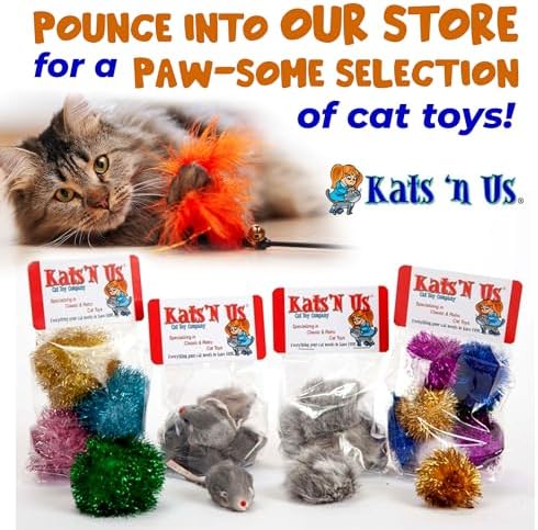Kats'N Us 2 Inch Real Rabbit Fur Long Hair Mouse Cat Toy (2, Gray & White)