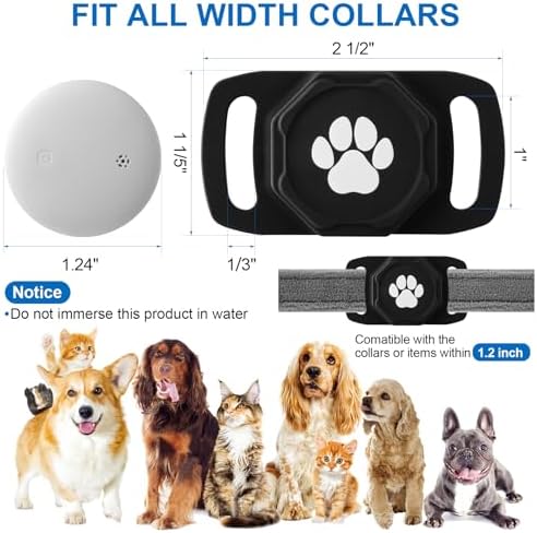 Smart Pet Tracker for Collar - Dog Trackers Pet Location Tracker with Holder, No Monthly Fee, Compatible with Apple Airtag Find My (iOS Only, Not for Android), Anti-Lost Device for Pets, Bag Straps