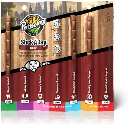 Stick a Day for Dogs | Daily Real Meat Dog Chew Sticks with 7-in-1 Wellness Support | Dog Treats with Vitamins & Nutrients for Daily Routine | Chicken Flavor, 28 Count