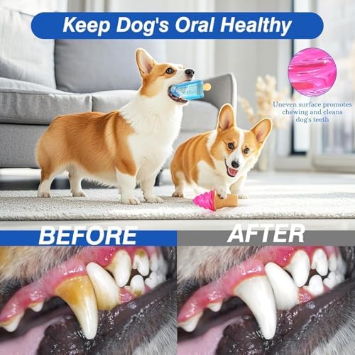 Pawaboo Dog Cooling Chew Toys, 2 Pack Freeze Pet Teething Toys for Cooling
