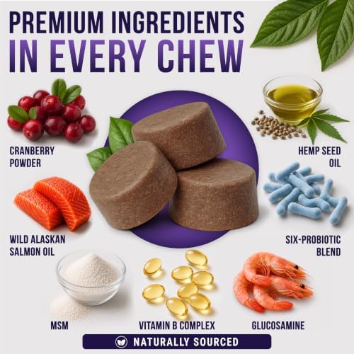 25-in-1 Dog Vitamins and Supplements, Dog Multivitamin Chews w/Glucosamine