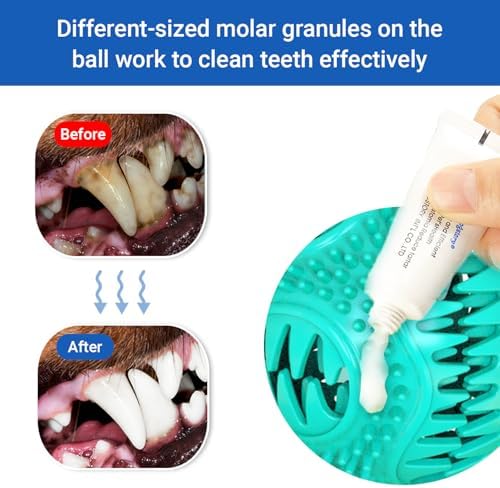 Dog Treat Food Dispensing Ball - Chew Toy with Suction Cup for Aggressive Chewers, Tug of War Toy, Stimulating Dog Activity Games for Training/Puppy Enrichment (Aqua)