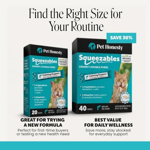 Pet Honesty Vet Backed Cat Calming Supplement Puree, Salmon, 20 Ct