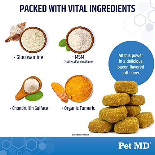 Pet MD Glucosamine Chondroitin for Dogs - with MSM and Turmeric - 120ct