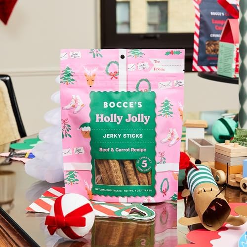 Bocce's Bakery Holly Jolly Holiday Flavor Jerky Stick Dog Treats, 4 oz