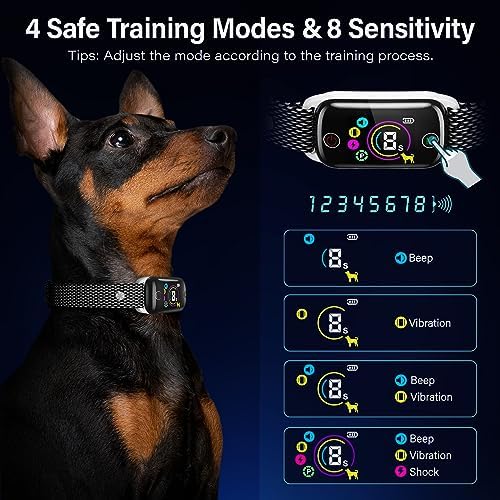 Dog Bark Collar ‌-Honeynet Smart Anti-Barking Training Device with 8 Sensitivity Levels, Beep/Vibration Modes, Auto Correction for Small/Medium/Large Dogs, IP67 Waterproof (Yellow)