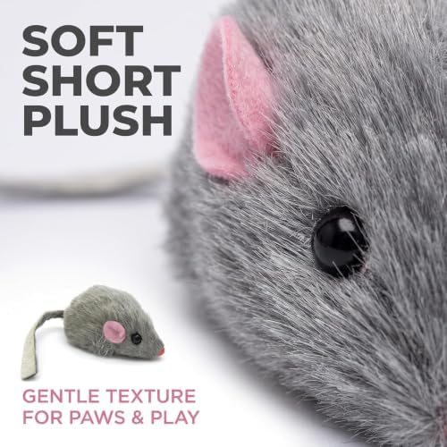 9Pcs Gray Fur Rattle Mouse Cat, Interactive Pet Play Mice, Animal for Cats, Pet Supplies