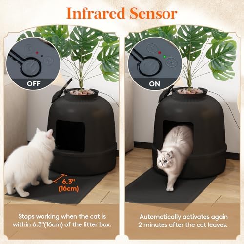 Lifewit Hidden Plant Cat Litter Box with Electric Odor Control System Black