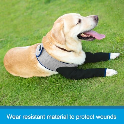 Coodeo Dog Recovery Sleeves, Cone Collar Alternative, Abrasion Resistant Dog Recovery Suit, Washable 2.5mm Thick and Waterproof, Pet Wounds Prevent Licking, Biting (Grey, 2XL)