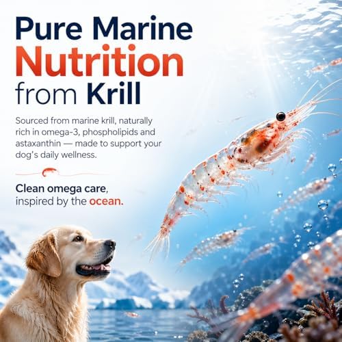 Krill Oil Omega 3 Supplement for Dogs, 90 Softgels