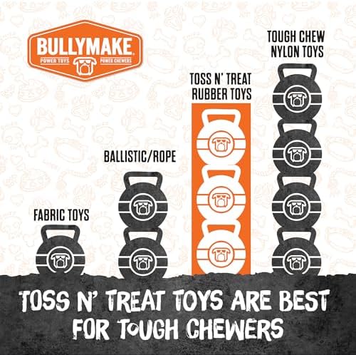 BULLYMAKE Toss N Treat Beach Ball Dog Toy, Treat Dispensing, Rubber Dog Toy