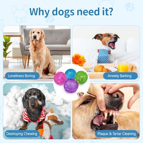 RICHIE Ultra Durable Squeaky Dog Balls 3 Inch for Large Medium Dogs, Tough Chew Toys for Aggressive Chewers, Floating Fetch Balls for Pool Play, Teeth Cleaning Dog Toys 3 Pack Red + Purple + Purple