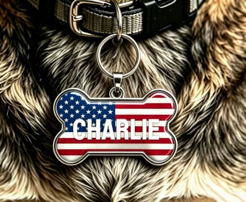 HSIAHOU Custom Pet ID Tags, Personalized Aluminum Cat Tag Dog Tag (America)