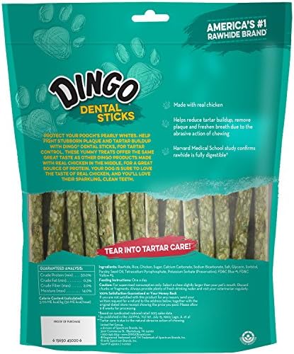 Dingo Dental Sticks Dog Treats With Real Chicken & Parsley, 48 Count
