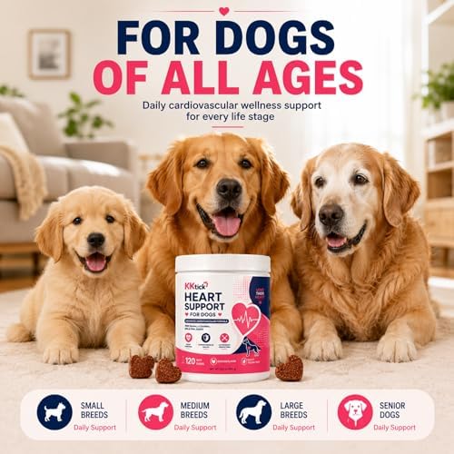 Heart Support for Dogs, Taurine & CoQ10 Soft Chews with L-Carnitine, EPA & DHA, Cardiovascular Support, Senior Heart Health & Antioxidant Support, Chicken Flavor, 120 Soft Chews