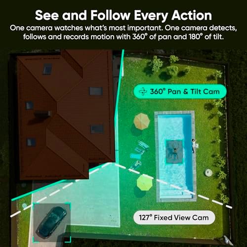 WYZE Duo Cam Pan 2 Pack, Indoor/Outdoor IP65 2K 360° Pan/Tilt Smart Home Security Camera with Color Night Vision, Compatible with Alexa & Google Assistant, White