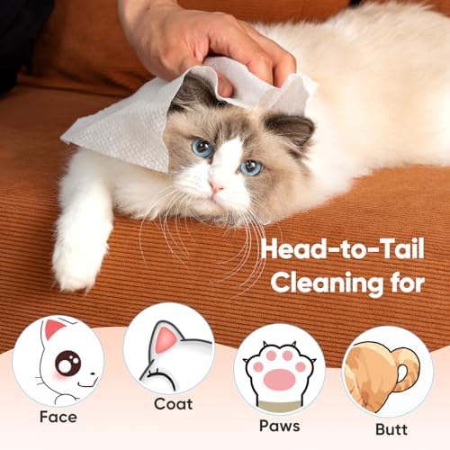 Unscented Pet Wipes (400pcs) - Hypoallergenic, Alcohol-Free & Soothing for Sensitive Skin - Head-to-Tail Cleaning for Dogs & Cats - Safe for Face, Coat, Paws & Butt