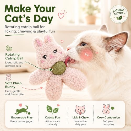 Cat Toys with Catnip Kitten Chew Bite Supplies Boredom Relief Fluffy Kitty Teeth Cleaning Chewing Cat Lovers Interactive Plush Gift (Tiger&Tiger)