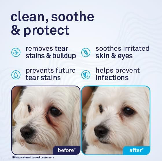 Petpost Tear Stain Remover for Dogs | 8 oz Gentle Dog Eye Cleaner Solution | Safe Dog Tear Stain Remover for White Fur & Light-Coated Breeds | Bleach Free