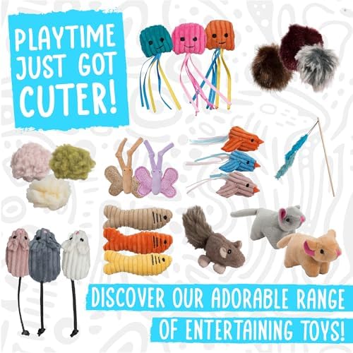 HuggleKats Cat Toys - Kitten Toys for Bored Indoor Cats, Perfect for Moving, Exercise, Biting & Chewing - Fur Ballies (3 Pack)