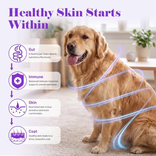 Dog Allergy Chews for Dogs - Skin & Coat, Digestive Health & Immune Support, Lamb Flavor, 2 Bottles, 240 Soft Chews
