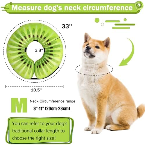 Recovery Donut Collar for Dogs & Cat,Inflatable Dog Cone Collar Alternative After Surgery,Soft Cone for Large Medium Small Dog,Adjustable Pet Neck Donut(Kiwi,M)