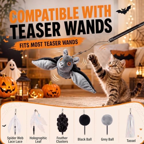 Flying Bat Toy for Dogs & Cats, Flapping Wings Interactive Pet Toy，Realistic Bat Flight, Authentic Chirping/Feather Sounds, Hanging and Ground Play 1pc