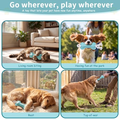 Dog Rope Knot Toy for Small Dogs and Cats Rope Toy for Puppy Chew Toys Cotton Interactive Pull Dog Toys for Dogs and Cats (Blue)