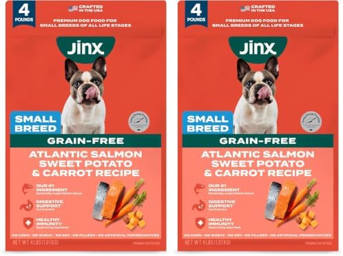 Jinx Grain Free Dry Dog Food, Small Breed - Real Salmon, 4lb (Pack of 2)