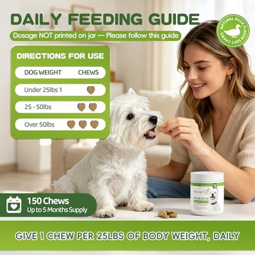 150 PCS Probiotics for Dogs, Dog Probiotics for Digestive Health and Diarrhea, Allergies & Immune Support Dog Probiotic Supplement, Daily Probiotics for All Dogs, Natural Duck Flavor